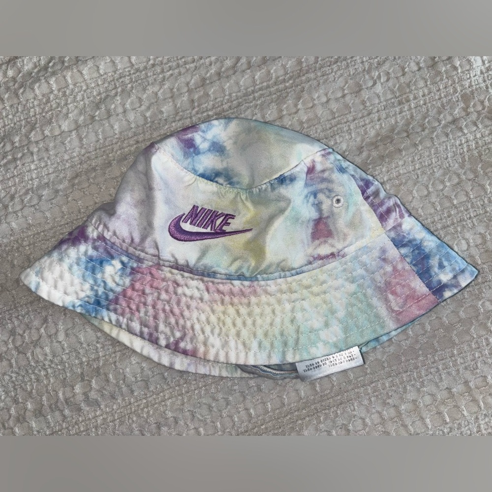 Nike Kids Pastel Tie-Dye Bucket Hat with Purple Logo